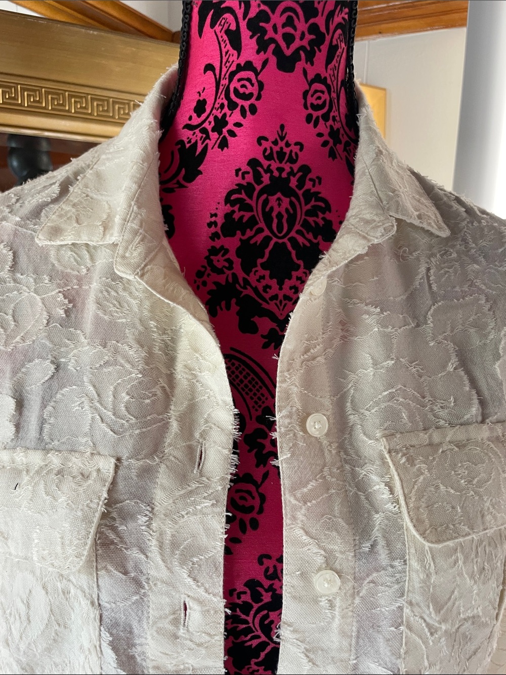 LOFT Cream Textured Button-Front Shirt - Picture 3 of 9